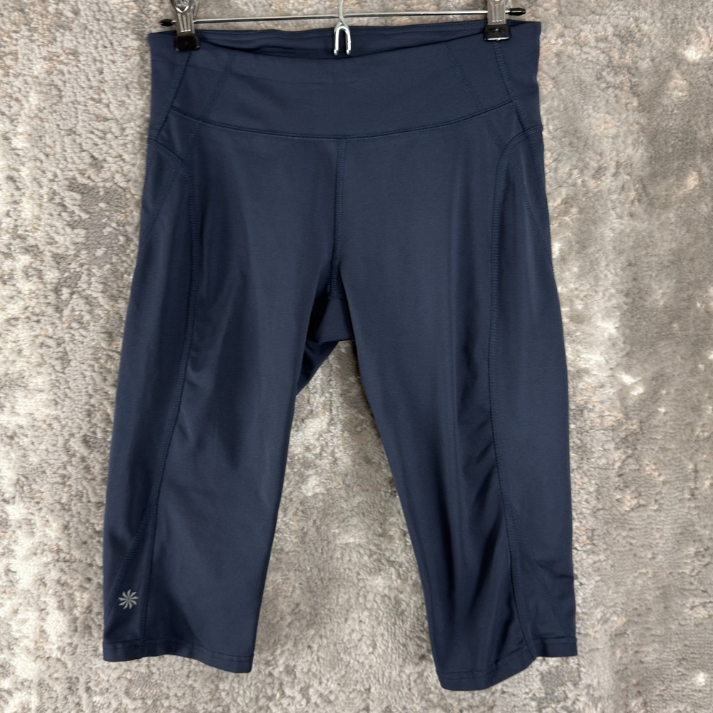 Athleta Size S Minimalist Athleisure Cropped Capri Leggings Navy Pull On Pants